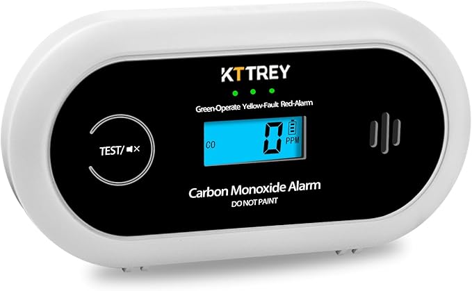 Carbon Monoxide Detector, 10 Year Battery Powered CO Detector with Digital LCD Display and LEDs, Portable CO Alarm for Home and Travel