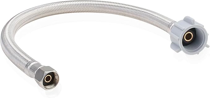 12 Inch Flexible Toilet Connector, 7/8" Ballcock x 3/8" Compression Stainless Steel Braided Toilet Hose Supply Line for Toilet Hose Replacement