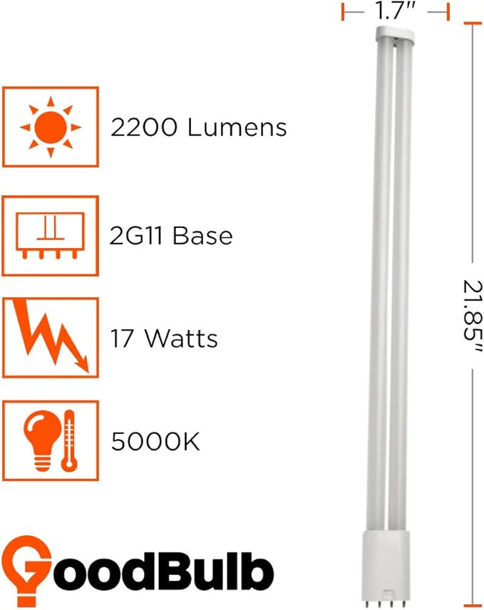 GoodBulb 17 Watt Omni LED PLL Light Bulbs Type B 4 Pin 2G11 Base 4000K Daylight High Output 2200 Lumens Car Dealership Lighting 10 Pack