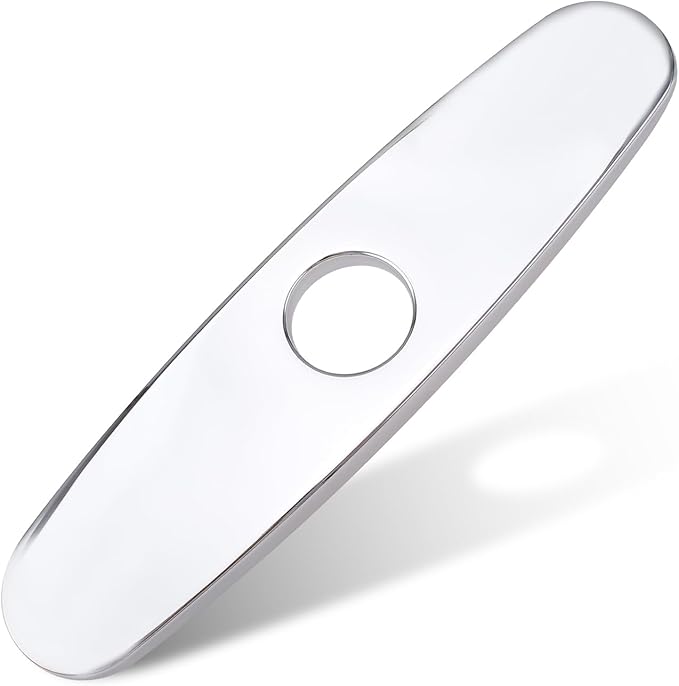 10 Inch Faucet Deck Plate, Faucets Sink Hole Cover Stainless Steel Plate Escutcheon for 1 or 3 Hole Kitchen or Bathroom Sink Faucet, Round, Chrome