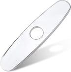 10 Inch Faucet Deck Plate, Faucets Sink Hole Cover Stainless Steel Plate Escutcheon for 1 or 3 Hole Kitchen or Bathroom Sink Faucet, Round, Chrome