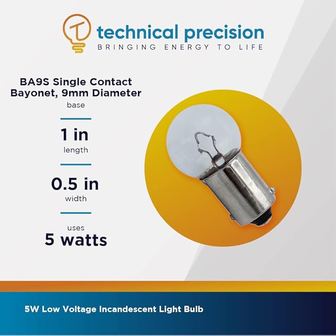 Replacement for Hosobuchi 4-6V 5W Low Voltage Incandescent Light Bulb by Technical Precision - 1.2A SCB G4 with BA9S Single Contact Bayonet Base - 1 Pack