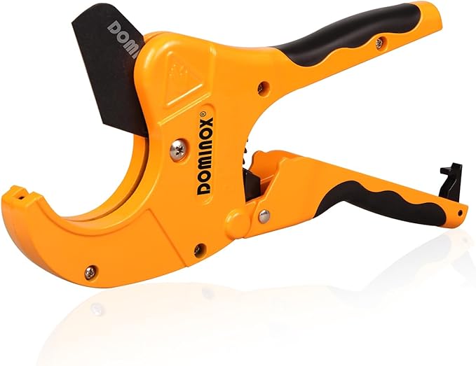 DOMINOX PVC Pipe Cutter, Cuts up to 1-5/8" PEX, PVC, PPR, Plastic Hoses& Plumbing Pipes,Ratchet PVC Cutter Tool with SK5 Blade and Aluminum Alloy Body