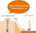 4 PCS ST58 (ST19) LED Edison Bulbs, Dimmable Vintage Antique LED Filament Light Bulbs, 6W Equivalent 60 Watt, Daylight 5000K, 600 Lumens, E26 Base, Clear Plastic