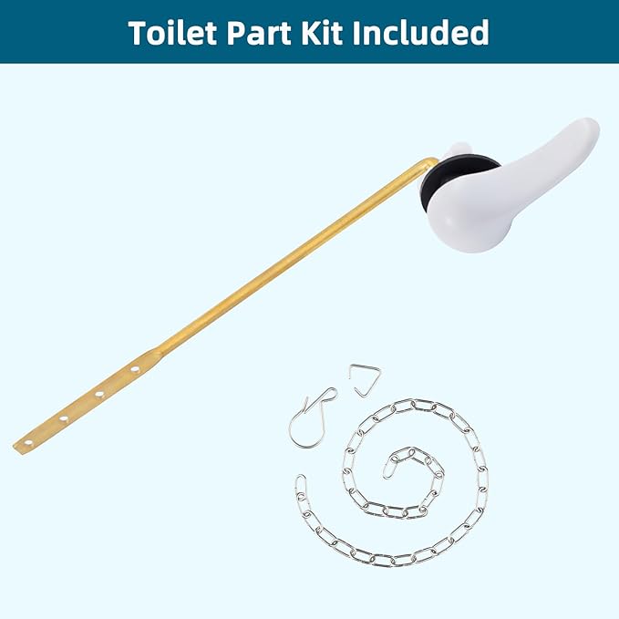 Hygie Rinse Metal Toilet Handle Replacement Kit Universal Front Mount Fit, Toilet Lever Compatible with American Standard/Glacier Bay/Gerber, Toilet Flush Handle with Flapper Chain, Chrome