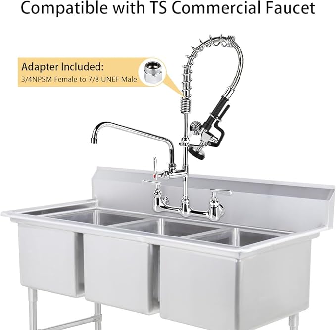 Pre Rinse Hose with Sprayer Valve, 38 Inch Commercial Dish Spray Hose with Spray Head for Commercial Restaurant Kitchen Faucet -Black