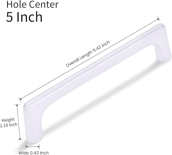 10 Pack 5 Inch(128mm) Hole Center Modern Matte White Cabinet Pull Handle Timeless Vanity Drawer Pull Handle Classic Cabinet Hardware for Kitchen Dresser Bathroom, Screws Included, M-White(5x10)
