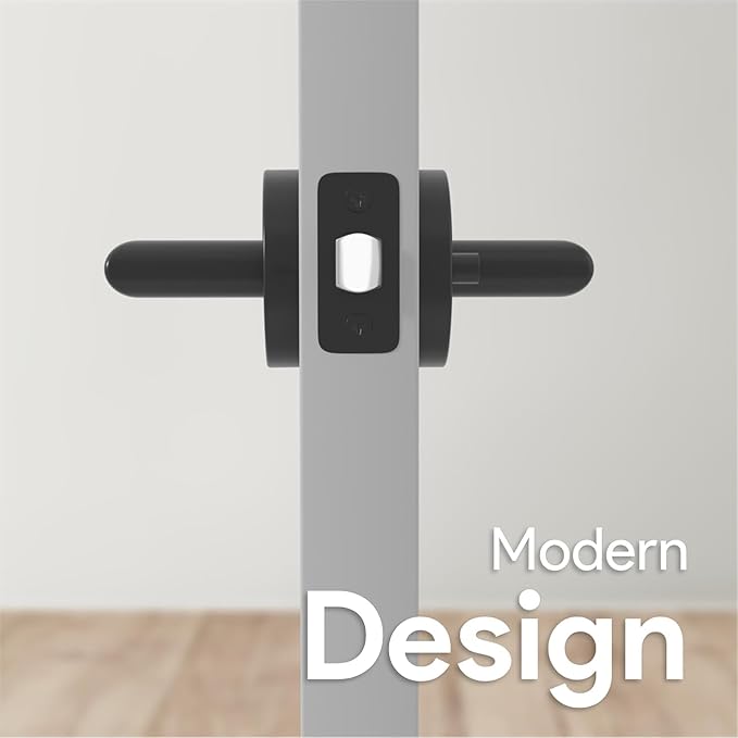 Mega Handles Ronn Privacy Door Handle - 3 Pack Reversible Interior Black Door Handle, Heavy Duty Bed & Bath Door Handles with Privacy Door Lock, Fits All Standard Doors - Matte Black