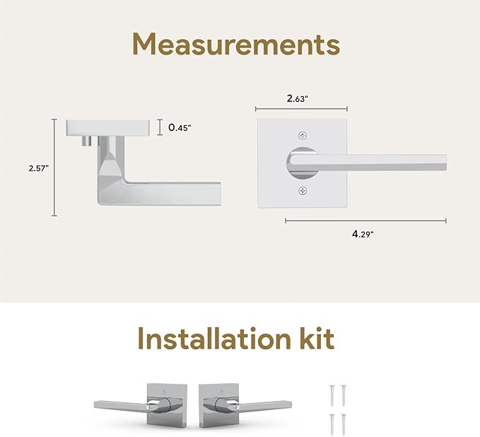 Mega Handles Prime Dummy Lever, Door Handle for Closet or French Doors, Single Side Door Levers, Non-Turning, Fits All Standard Door Sizes, Covered Screws Included - Polished Chrome (2 Pack) 5"