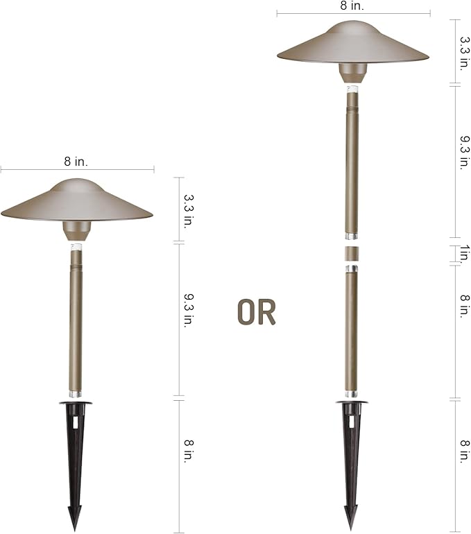 3W LED Landscape Lights Landscape Lighting Low Voltage Outdoor Pathway Lighting Replaceable LED Bulb 3000K Aluminum housing with ABS Ground Stake for Yard Patio Driveway Bronze, Pack of 6