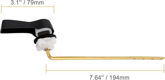 Hibbent Universal Metal Front Mount Toilet Handle Replacement Kit, Brass Toilet Flush Tank Lever with Stainless Steel Flapper Chains for Most Toilets, Matte Black Finish