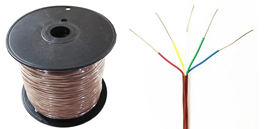 18/5 250ft Thermostat Wire- Brown - Solid Copper 18 Gauge, 5 Conductors - CL2 (ETL Listed) - Residential, Commercial and Industrial Rated (18/5, 250ft)