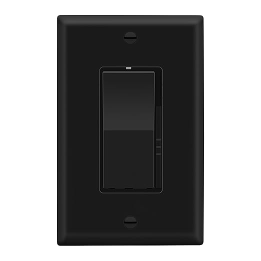 LIDER Dimmer Paddle Switch for Dimmable 300W LED/CFL Lights, 1-Pole or 3-Way, 120 V, Modern Upgrade, UL Listed, Wall Plate Included, Black