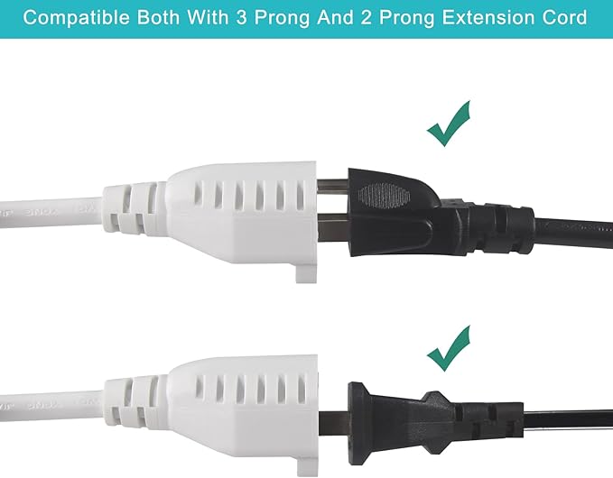KUNCAN 4-Outlet Power Splitter Cord - 3 Prong 1 to 4 Way Male to Female Multi Plug Adapter, 1.5FT 16AWG 13A Y Style Extension Cord with Outlet Cover for Computer, LED Stage Light (White 2-Pack)
