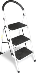 3 Step Ladder, Folding Lightweight Step Stool with Wide Anti-Slip Pedal for Home, Office, Kitchen and Garage, Service Height 27.2 inch, 400 lbs Capacity