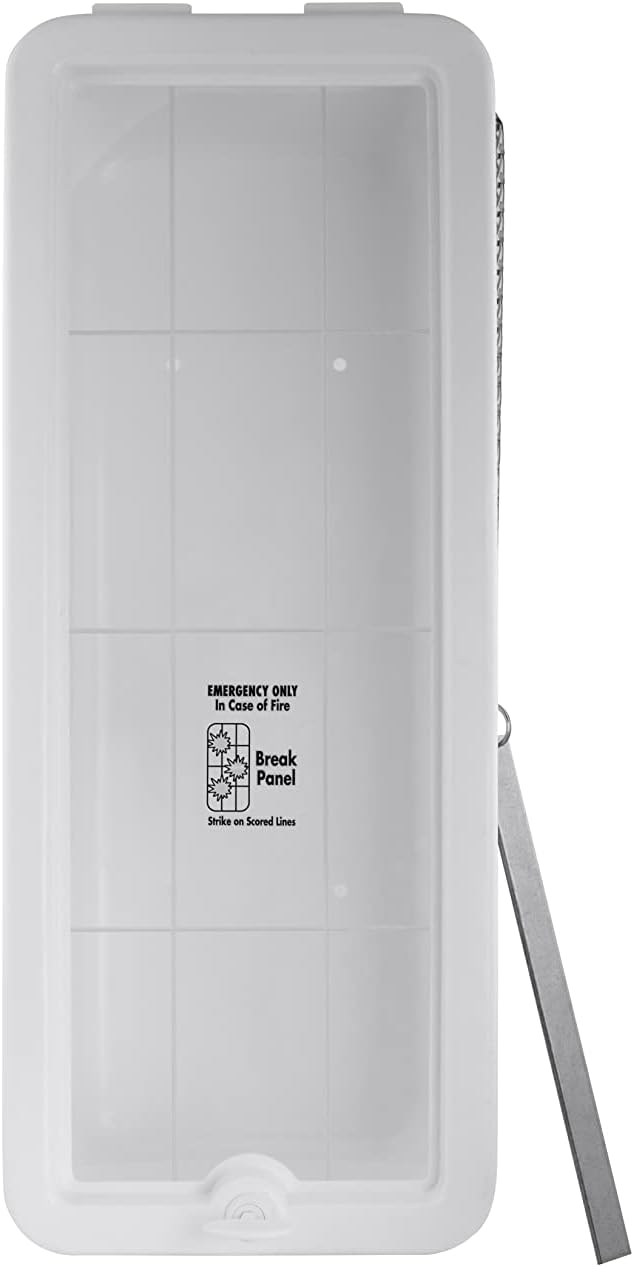Fire Extinguisher Cabinet Fire Extinguisher Box Outdoor Fire Cabinet Mounted Fire Extinguisher Cabinet Fire Extinguisher Cover (White with Breaker Bar Attachment, Rx350, Plastic, 5 Pounds, 2, AKA1)