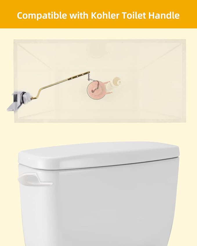 iFealClear Universal Brass Toilet Handle Replacement Kit, Side/Angle Mount Toilet Flush Handle Compatible with Kohler K-GP30324-CP/TOTO/American Standard, Stainless Steel Flapper Chain, White