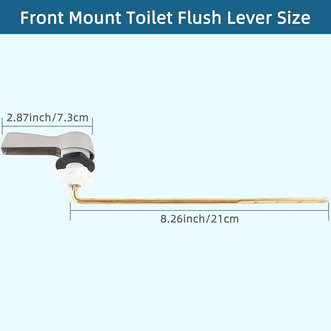 Hygie Rinse Metal Toilet Handle Lever Flush Replacement, Universal Front Mount Toilet Handle with Stainless Steel Flapper Chains, Toilet Repair Kit, Brushed Nickel
