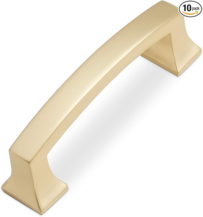COTYKILEY 10 Pack 3 Inch(76mm) Brushed Brass Cabinet Handles Gold Kitchen Cabinet Pulls Cabinet Door Handles Kitchen Cabinet Hardware Cupboard Drawer Pulls Dresser Handles