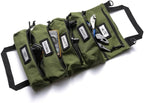 Official Maverick Tool Roll Bag - Easy to Carry 5-Pocket Roll Up Tool Bag - Durable Waterproof Canvas, YKK Zippers & Secure Buckle - Loving Gift for Dads, Mechanics, Electricians & Hobbyists|ArmyGreen