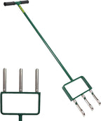 Lawn Aerator, Push Core Aerator Lawn Tool, Stainless Steel 3-Corer Hand Aeration – Manual Yard Plug Aerator for Compacted Garden Soil, Garden Care, Gardening Core Aeration Tool