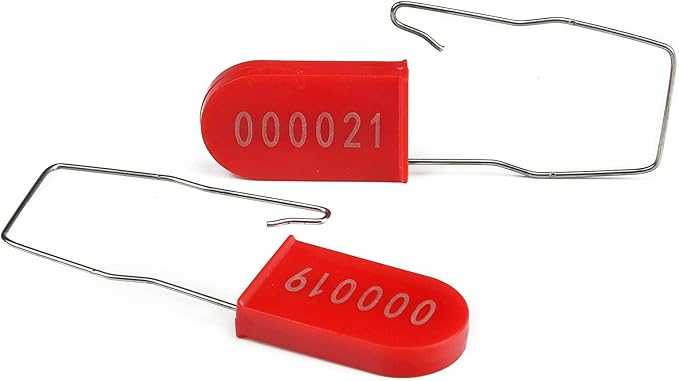 50PCS Plastic Padlock Security Seals Metal Wire Padlocks Electric Meter Seal Disposable Anti-Tamper Lock Numbered Anti Tamper Tag Hasps Red