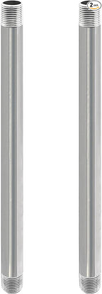 GeilSpace 3/4" x 16" Stainless Steel Pipe, 304 Pipe Nipple Fits Standard 3/4 Inch Threaded Pipes and Fittings, DIY Industrial Metal tube (2 PCS)