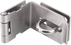 HOWDIA 4 Inch Door Hasp Latch 90 Degree, Stainless Steel Safety Right Angle Padlock Hasp Locking Latch Security Door Clasp Hasp Lock Latch for Push/Sliding/Barn Door, 2mm Thick, Brushed Silver