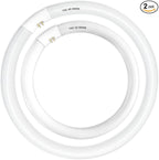 FC16T9/WW 40 Watt and FC12T9/WW 32W Set, 2700K Soft White, 16'' T9 40W Circline Light Bulbs, 12 inch 32 Watt Circular Fluorescent Tube, Round Fluorescent Bulb CRI 82, 5700 Lumen G10q