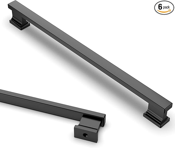 Asidrama 6 Pack 11.3 Inch(288mm) Matte Black Kitchen Cabinet Handles, Cabinet Pulls Kitchen Cabinet Hardware for Cupboard Drawer Pulls