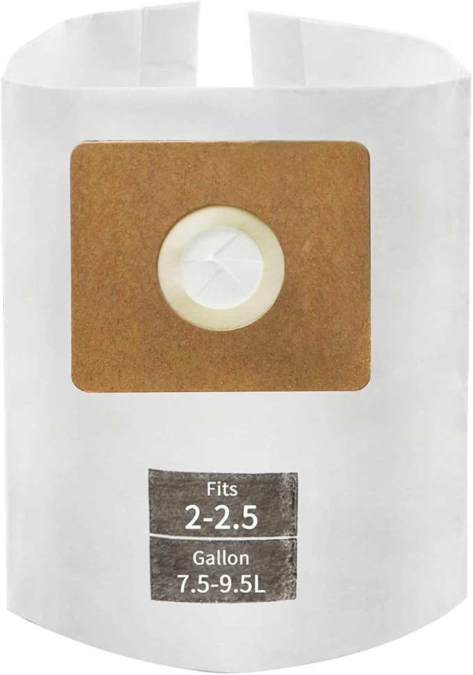 5 Pack Micro Shop VAC Bags 2-2.5 Gallon, Type B 90668 9066800 9066833, All Around EZ QAM70 and CMXZVBE38774 Premium Disposable Dust Collection Bags