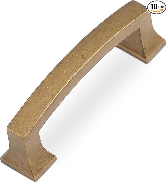 COTYKILEY 10 Pack 3Inch(76mm) Antique Brass Kitchen Cabinet Handles Cabinet Pulls Vintage Drawer Pulls Aged Gold Bronze Kitchen Cabinet Hardware