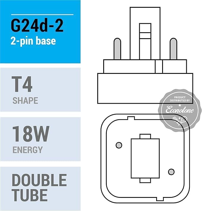 (4 Pack) PL18W/2U/2P/827 18-Watt Double Tube G24d-2 (2 Pin) Base 2700K CFL-Plug-in Replacement for Sylvania 21109 / 20676 CF18DD/827/ECO - GE 97577 F18DBX/827/ECO - Philips 383166 PL-C18W/27/USA/ALTO