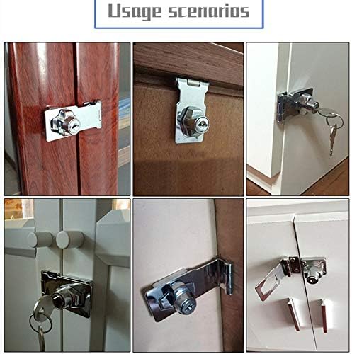2 Packs Keyed Locks Twist Knob Locking Hasp for Small Doors, Cabinets and More,Stainless Steel Steel, Catch Latch Safety Lock with Keys (4inch, Silver)