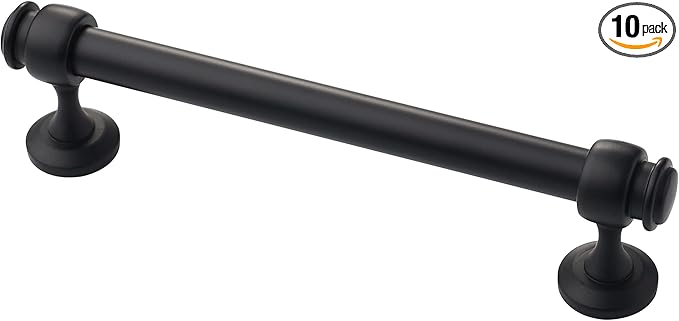 Alzassbg 10 Pack Matt Black Cabinet Pulls, 5 Inch(128mm) Hole Centers Cabinet Handles Kitchen Hardware Straight Bar for Cabinets and Drawer AL3082MB