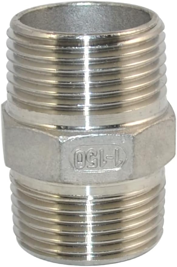 1" x 1" NPT Male Threaded Hex Nipple,Stainless Steel 304 Quick Coupler Pipe Fitting