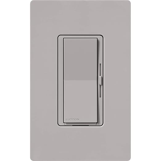 Lutron Diva Smart Dimmer Light Switch for Caseta Lighting (Lutron Smart Hub Required), for LED Lights, 150W, Single-Pole/3-Way, No Neutral, Gray (DVRF-6L-GR)