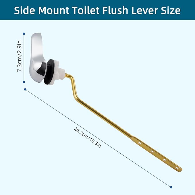 Hygie Rinse Metal Toilet Handle Replacement Kit Universal Side Mount Fit, Toilet Lever Compatible with American Standard/Glacier Bay/Gerber, Toilet Flush Handle with Flapper Chain, White