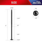 #14 x 6 Inch Lag Screws (21Pcs) 1lb. Structural Wood Screw, Black, Carbon Steel, Washer Head, Rust Resistant epoxy Coated, T30 Star Bit