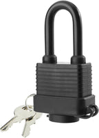 Waterproof Padlocks Keyed Alike for Outdoor use, Covered Heavy Duty Laminated Steel Lock, 1-9/16 Inch. Wide, Long Padlock, Pack of 8