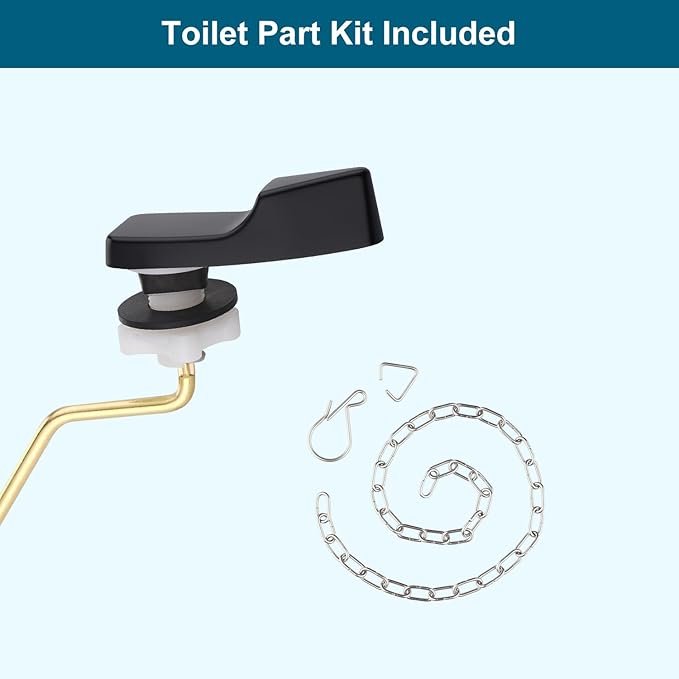 Universal Side Mount Metal Toilet Handle Replacement Kit Compatible with American Standard/Mansfield/Gerber/TOTO/Kohler Toilet, Toilet Tank Flusher Lever with Flapper Chain, Matte Black