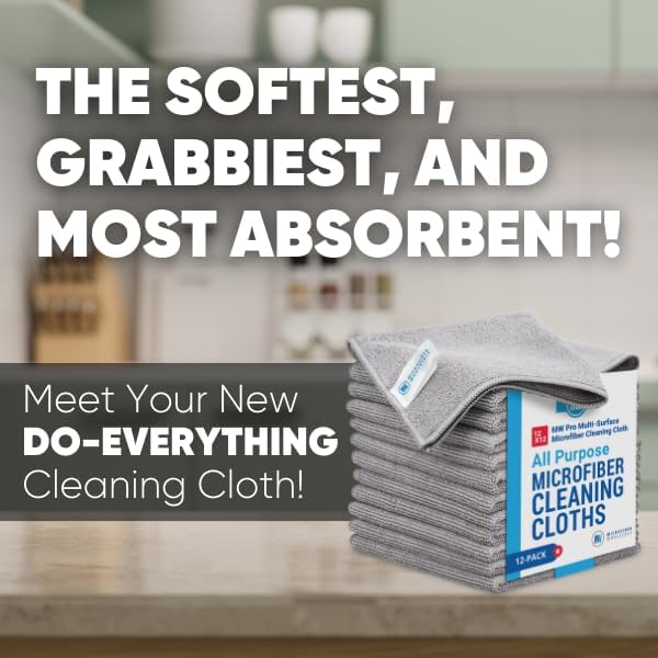 Microfiber Wholesale 12x12 Inch Pro Multi-Surface Microfiber Cleaning Cloths | Premium Towels for Cleaning Glass, Kitchens, Bathrooms, Automotive | Gray - (Pack of 12)