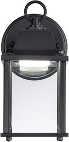 LIT-PaTH Outdoor LED Wall Lantern, Wall Sconce as Porch Lighting Fixture, 5000K Daylight White, 9.5W 800 Lumen, Aluminum Housing Plus Glass, Black Finish, 1-Pack