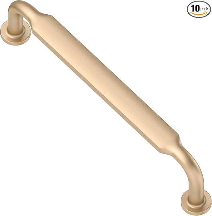 Alzassbg 10 Pack Champagne Copper Cabinet Handles, 5 Inch(128mm) Hole Centers Arch Modern Cabinet Pulls Kitchen Cabinets Hardware for Cabinets and Drawers AL3503SCG