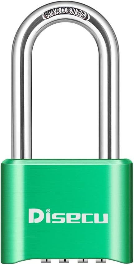 1 Pack disecu Heavy Duty 4 Digit Combination Lock, 2.5 Inch Long Shackle Outdoor Waterproof Padlock for School Gym Locker, Storage Unit, Fence, Gate, Toolbox (Green)