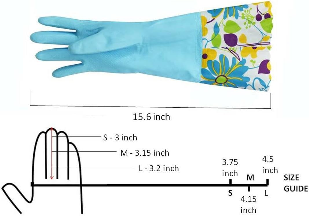 Household Gloves Latex Free Cleaning Grey and Yellow Gloves with Soft Lining Long Cuff 15" & Grip (2 Pair), Large