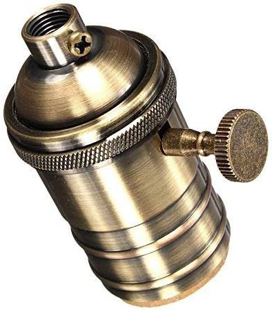 2 Pack Lamp or Fixture Replacement, E26/ E27 Solid Brass Industrial Light Socket Vintage Edison Pendant Lamp Copper Holder with Switch (Antique Brass)