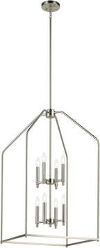 Kichler Madden 36" 8 Light Foyer Pendant in Brushed Nickel, Soft Modern Fixture, for Small Kitchen, Coffee Table, Office, Bedroom, Foyer, (36" x 20"), 52723NI