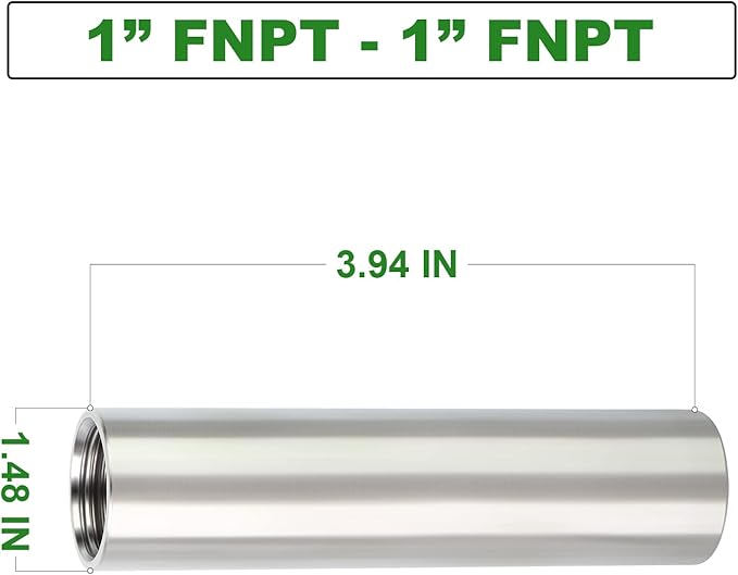 TAISHER 2PCS Stainless Steel Pipe Fittings, 1" NPT x 1" NPT Female Threaded, 4" Length Nipple Cast Pipe