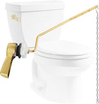Hibbent Universal Metal Side Mount Toilet Handle Replacement Kit, Brass Toilet Flush Tank Lever with Stainless Steel Flapper Chains for Most Toilets, Brushed Gold